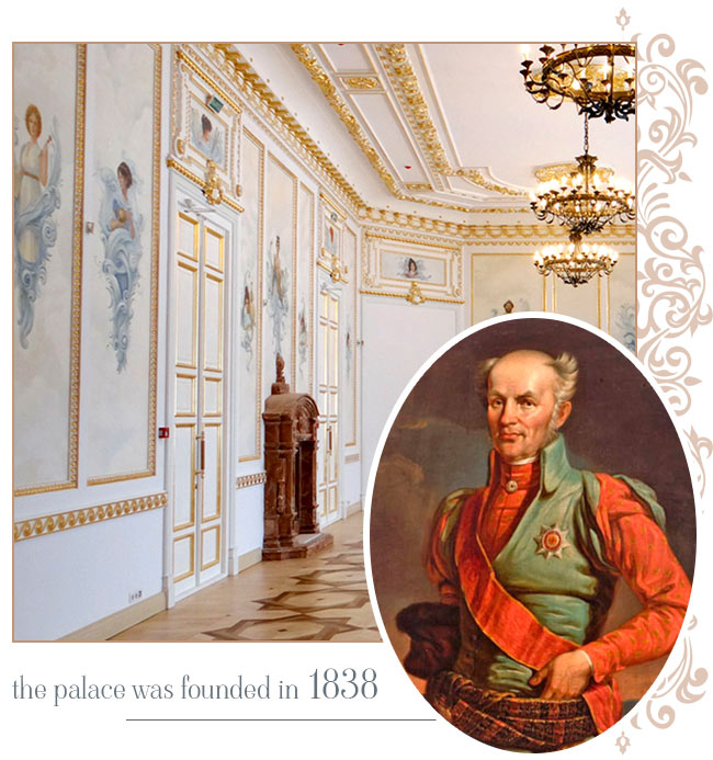 Kossovo Palace interior, portrait of count Puslovsih